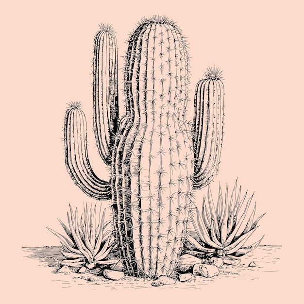 Vector ilustración vectorial de un conjunto de cactus