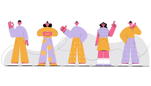 Ilustración vectorial del conjunto de caracteres