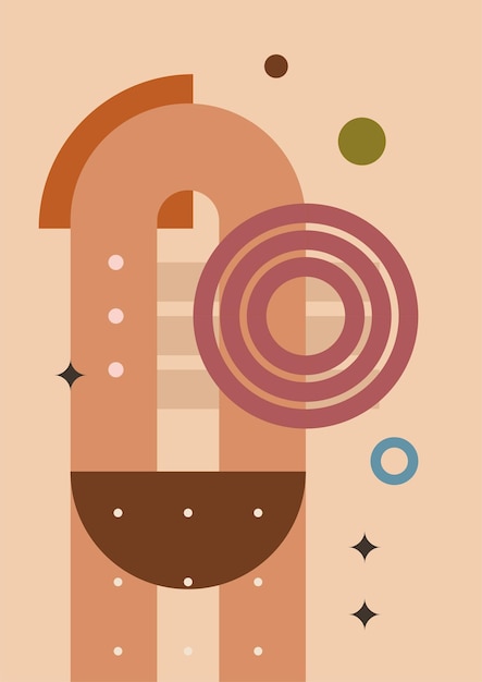 Ilustración vectorial Conjunto de carteles abstractos fondos contemporáneos Decoración de paredes de mediados de siglo Elementos de diseño para portada de libro plantilla tarjeta de impresión folleto de revista cartel gráfico de los años 60 y 70