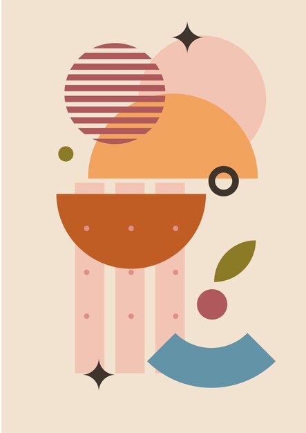 Ilustración vectorial Conjunto de carteles abstractos fondos contemporáneos Decoración de paredes de mediados de siglo Elementos de diseño para portada de libro plantilla tarjeta de impresión folleto de revista cartel gráfico de los años 60 y 70