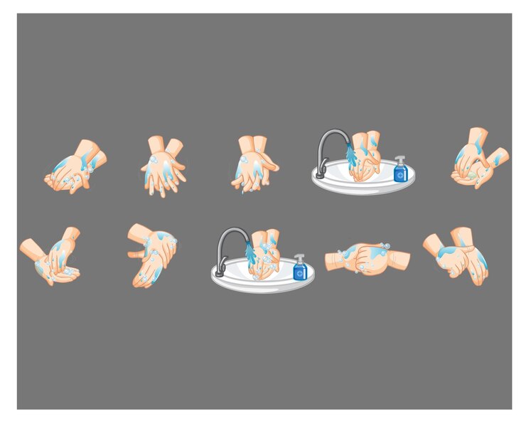 Vector ilustración vectorial del conjunto de diseño de lavado de manos