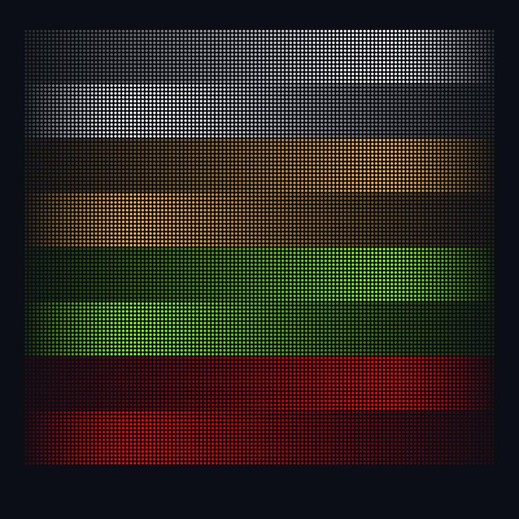 Vector ilustración vectorial de un conjunto de elementos luminosos sobre una superficie común con brillo diferente
