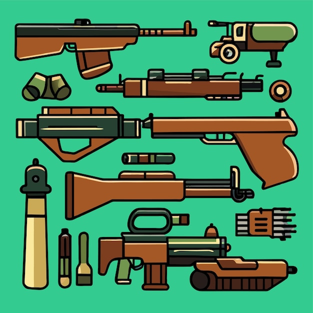 Vector ilustración vectorial del conjunto de equipos militares