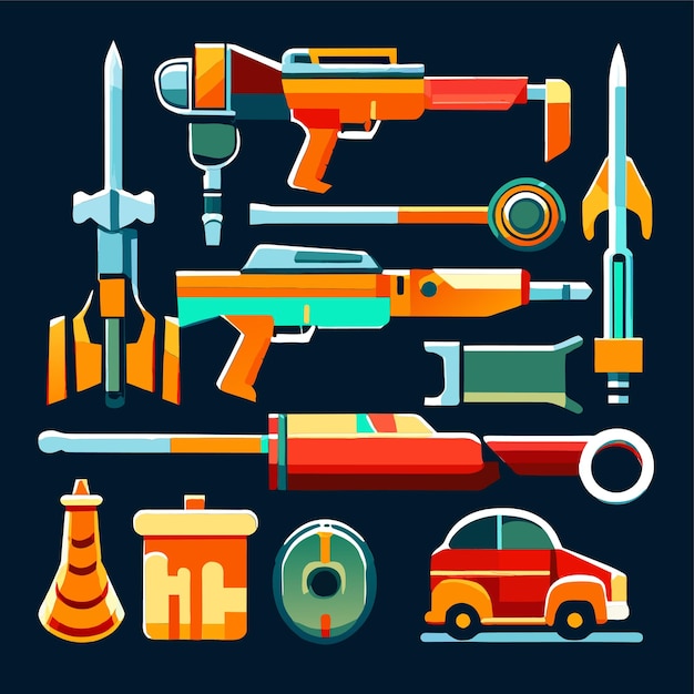 Vector ilustración vectorial del conjunto de equipos militares