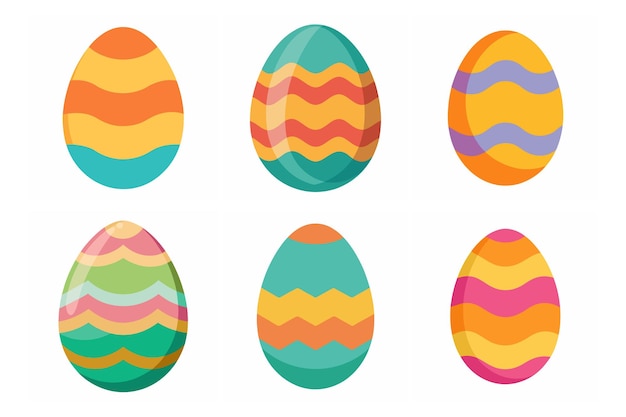 Ilustración vectorial del conjunto de huevos de Pascua