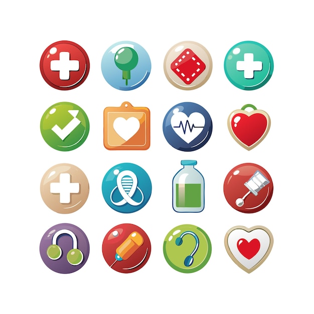 Ilustración vectorial del conjunto de iconos de atención médica para documentos, sitios web y aplicaciones móviles