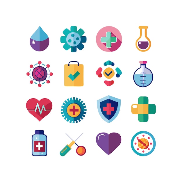 Ilustración vectorial del conjunto de iconos de atención médica para documentos, sitios web y aplicaciones móviles