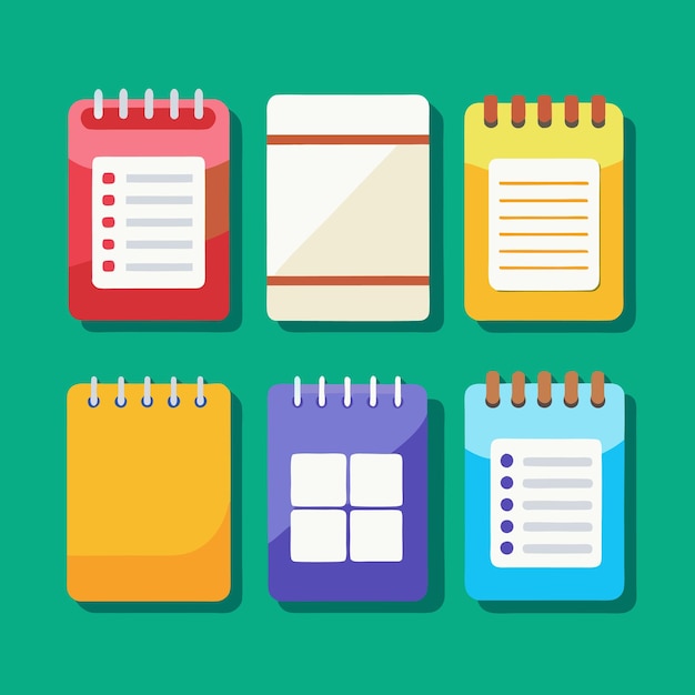 Ilustración vectorial del conjunto de iconos del bloc de notas del documento