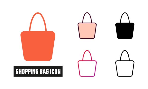 Ilustración vectorial del conjunto de iconos de la bolsa de compras