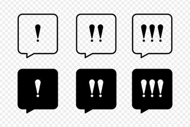 Ilustración vectorial del conjunto de íconos de burbuja de alerta aislados en un fondo transparente