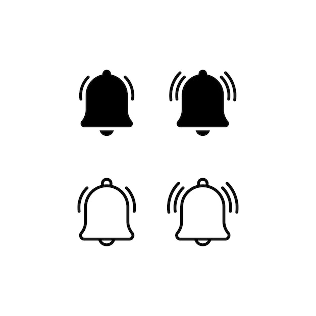 Ilustración vectorial del conjunto de iconos de campana de notificación aislado