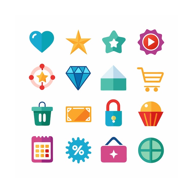 Ilustración vectorial del conjunto de iconos de comercio electrónico y compras
