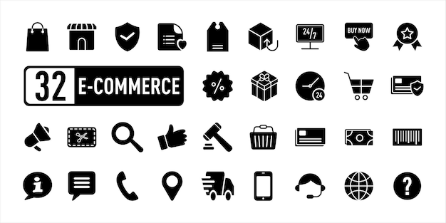 Ilustración vectorial del conjunto de iconos de comercio electrónico