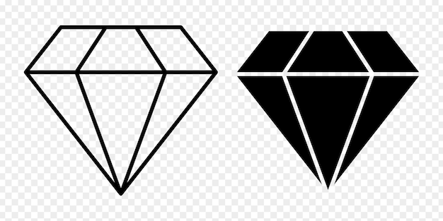 Ilustración vectorial del conjunto de iconos de diamantes aislados en un fondo transparente