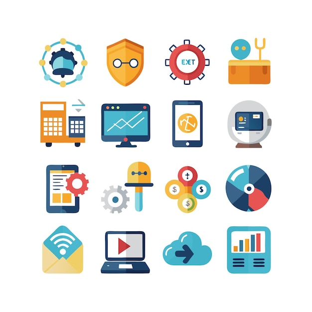 Ilustración vectorial de conjunto de iconos para documentos, sitios web y aplicaciones móviles