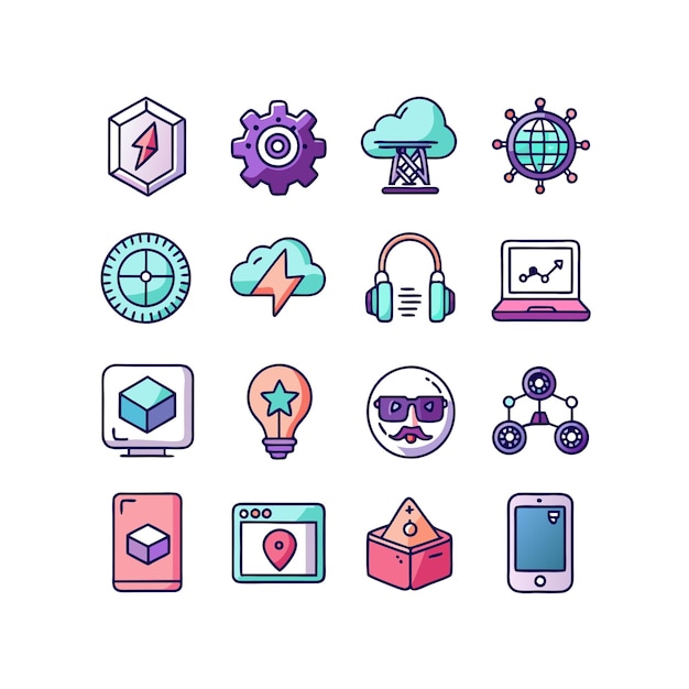 Ilustración vectorial de conjunto de iconos para documentos, sitios web y aplicaciones móviles