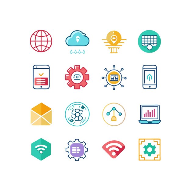 Ilustración vectorial de conjunto de iconos para documentos, sitios web y aplicaciones móviles