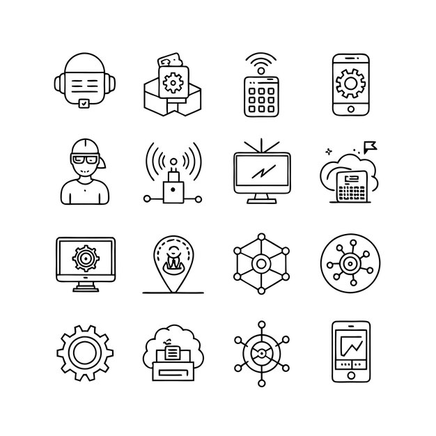 Ilustración vectorial de conjunto de iconos para documentos, sitios web y aplicaciones móviles