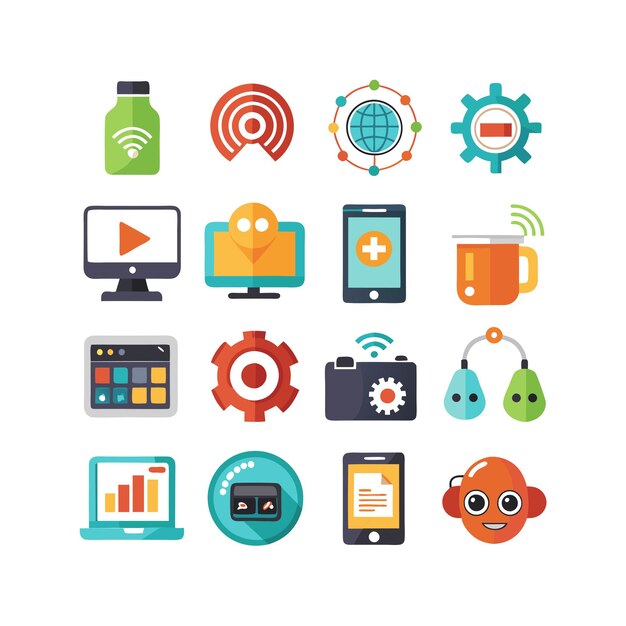 Ilustración vectorial de conjunto de iconos para documentos, sitios web y aplicaciones móviles