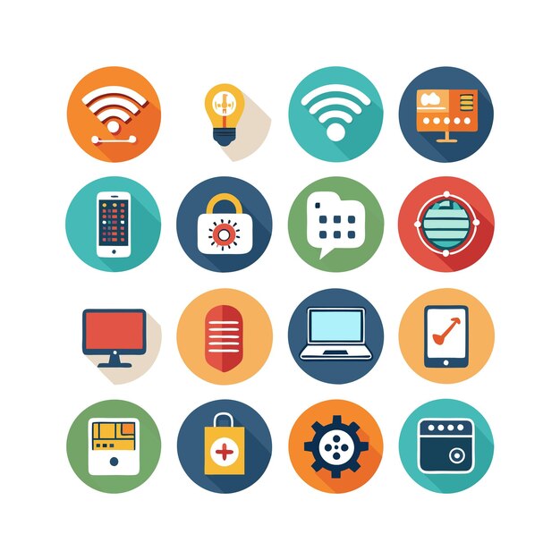 Ilustración vectorial de conjunto de iconos para documentos, sitios web y aplicaciones móviles