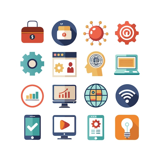 Ilustración vectorial de conjunto de iconos para documentos, sitios web y aplicaciones móviles
