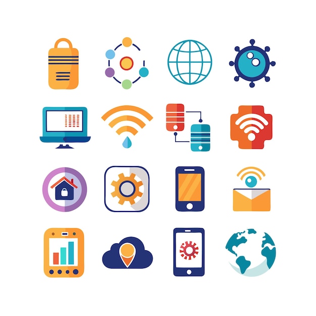 Ilustración vectorial de conjunto de iconos para documentos, sitios web y aplicaciones móviles