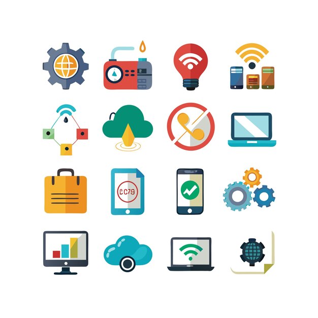 Ilustración vectorial de conjunto de iconos para documentos, sitios web y aplicaciones móviles