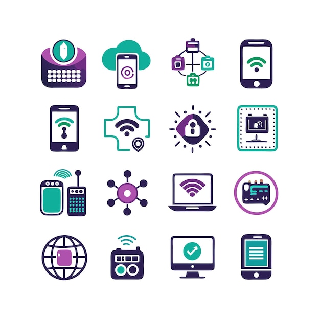 Ilustración vectorial de conjunto de iconos para documentos, sitios web y aplicaciones móviles