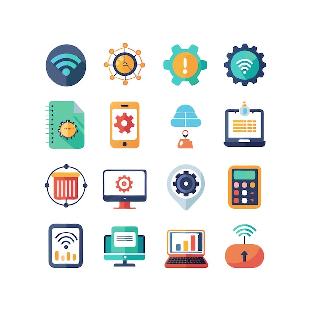 Ilustración vectorial de conjunto de iconos para documentos, sitios web y aplicaciones móviles