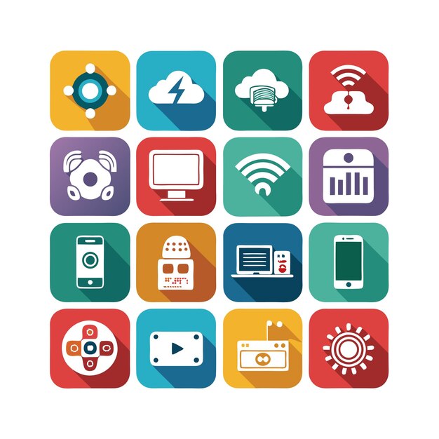 Ilustración vectorial de conjunto de iconos para documentos, sitios web y aplicaciones móviles