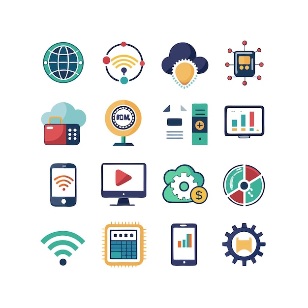 Ilustración vectorial de conjunto de iconos para documentos, sitios web y aplicaciones móviles