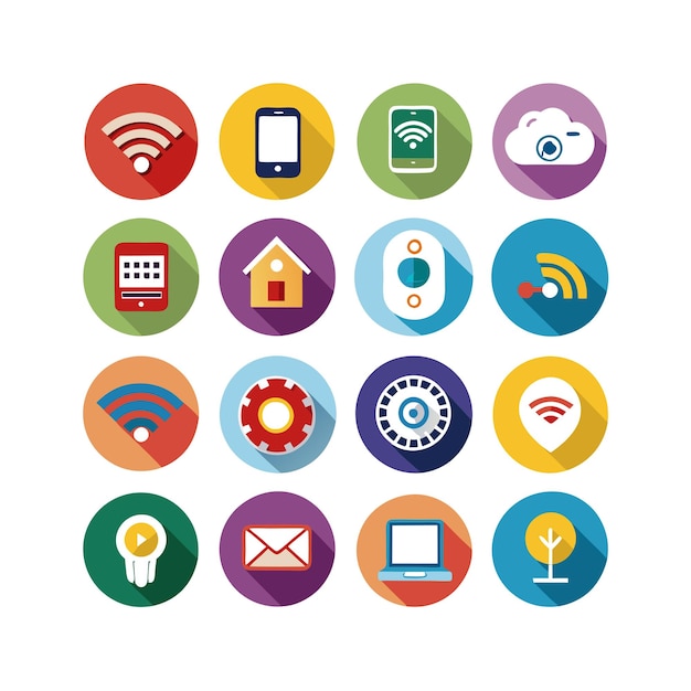 Ilustración vectorial de conjunto de iconos para documentos, sitios web y aplicaciones móviles