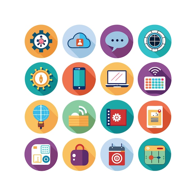 Ilustración vectorial de conjunto de iconos para documentos, sitios web y aplicaciones móviles