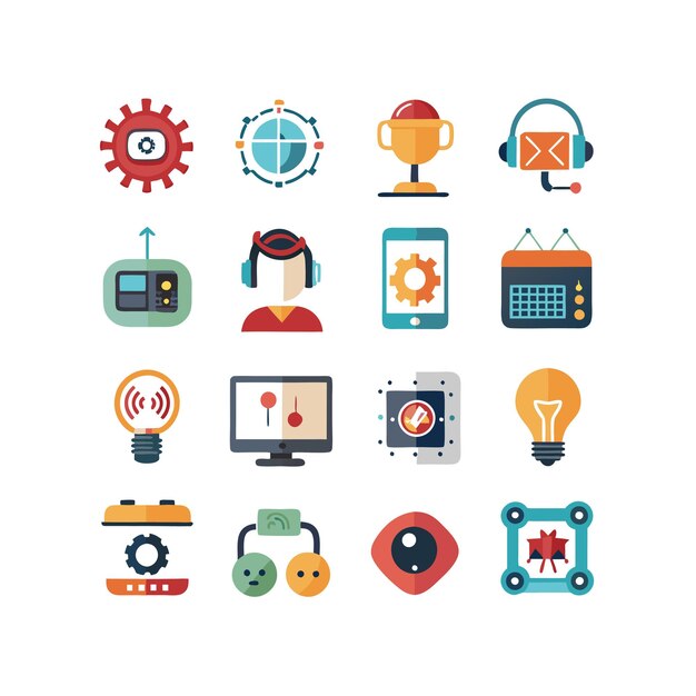 Ilustración vectorial de conjunto de iconos para documentos, sitios web y aplicaciones móviles