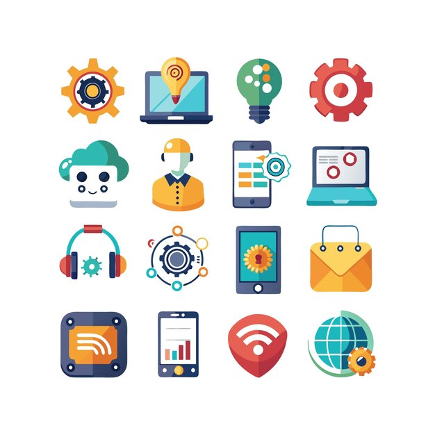 Ilustración vectorial de conjunto de iconos para documentos, sitios web y aplicaciones móviles