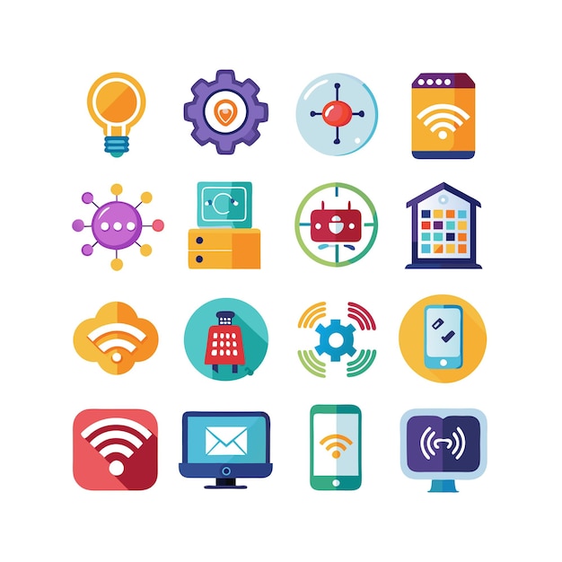 Ilustración vectorial de conjunto de iconos para documentos, sitios web y aplicaciones móviles
