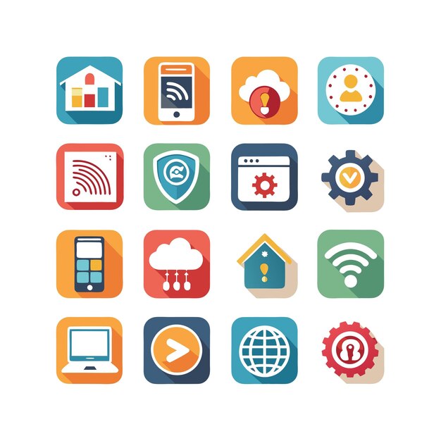 Ilustración vectorial de conjunto de iconos para documentos, sitios web y aplicaciones móviles