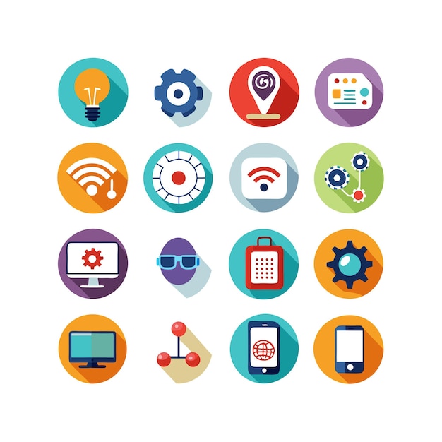 Ilustración vectorial de conjunto de iconos para documentos, sitios web y aplicaciones móviles