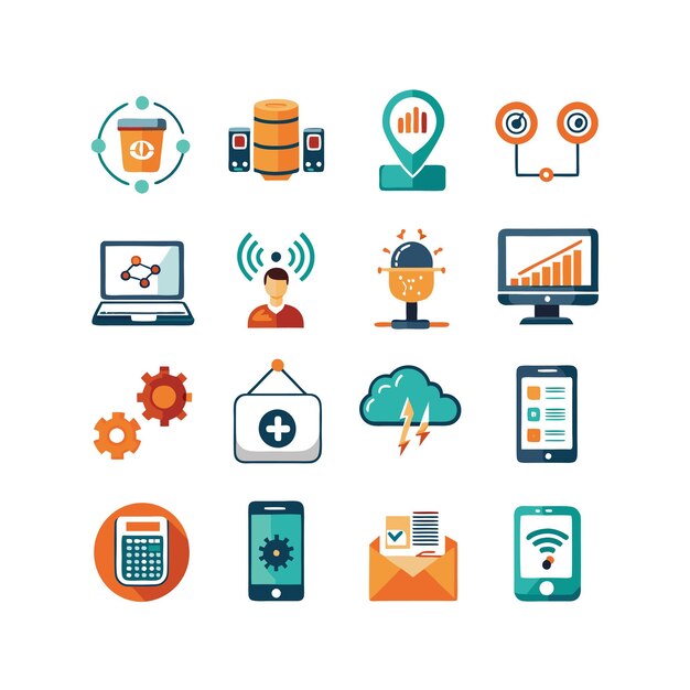 Ilustración vectorial de conjunto de iconos para documentos, sitios web y aplicaciones móviles
