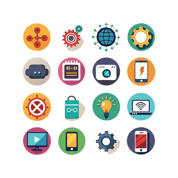 Ilustración vectorial de conjunto de iconos para documentos, sitios web y aplicaciones móviles