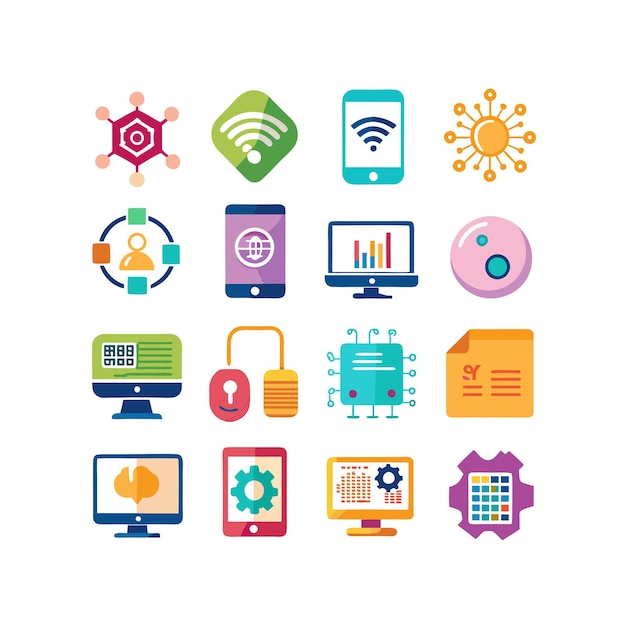 Ilustración vectorial de conjunto de iconos para documentos, sitios web y aplicaciones móviles