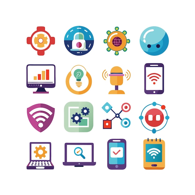 Ilustración vectorial de conjunto de iconos para documentos, sitios web y aplicaciones móviles