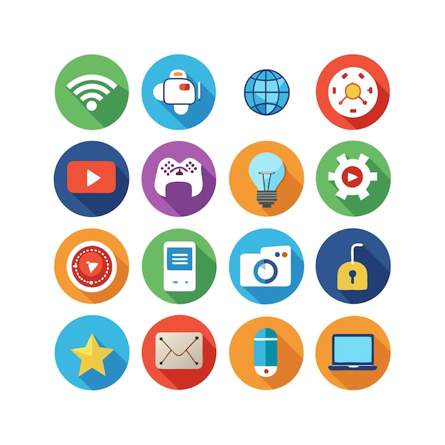 Ilustración vectorial de conjunto de iconos para documentos, sitios web y aplicaciones móviles