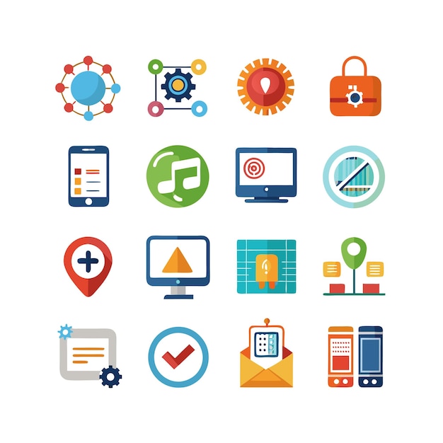 Ilustración vectorial de conjunto de iconos para documentos, sitios web y aplicaciones móviles