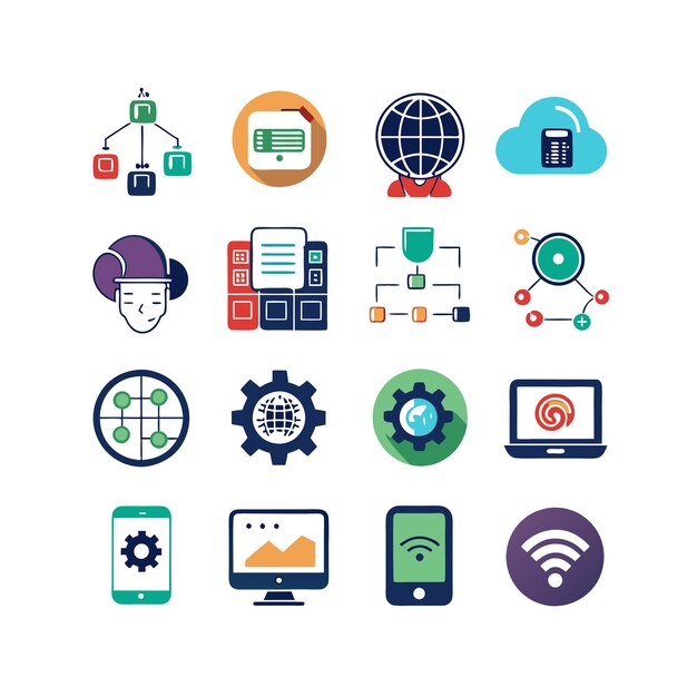Ilustración vectorial de conjunto de iconos para documentos, sitios web y aplicaciones móviles