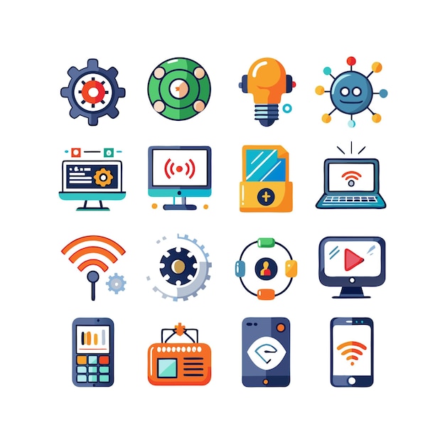 Ilustración vectorial de conjunto de iconos para documentos, sitios web y aplicaciones móviles