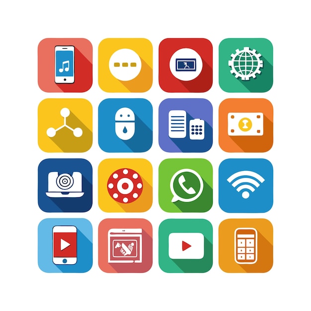Ilustración vectorial de conjunto de iconos para documentos, sitios web y aplicaciones móviles