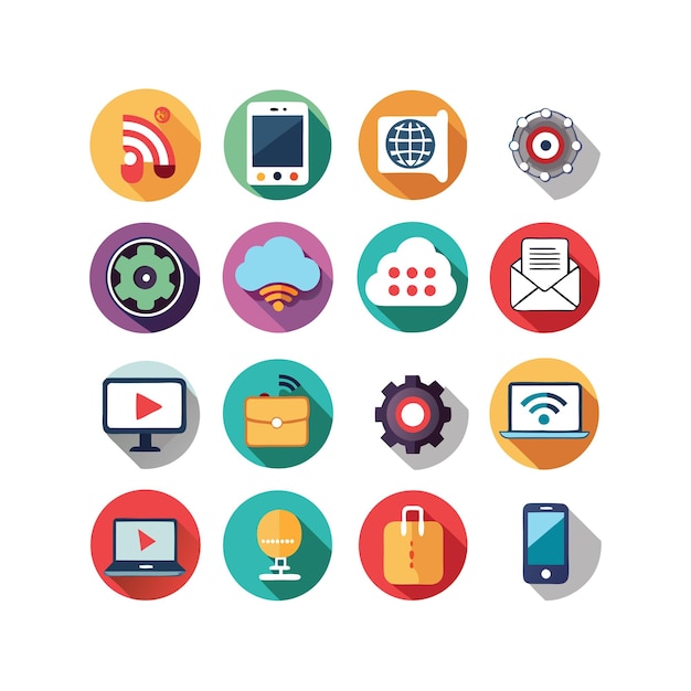 Ilustración vectorial de conjunto de iconos para documentos, sitios web y aplicaciones móviles