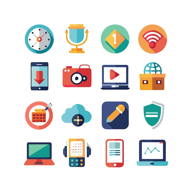 Ilustración vectorial de conjunto de iconos para documentos, sitios web y aplicaciones móviles