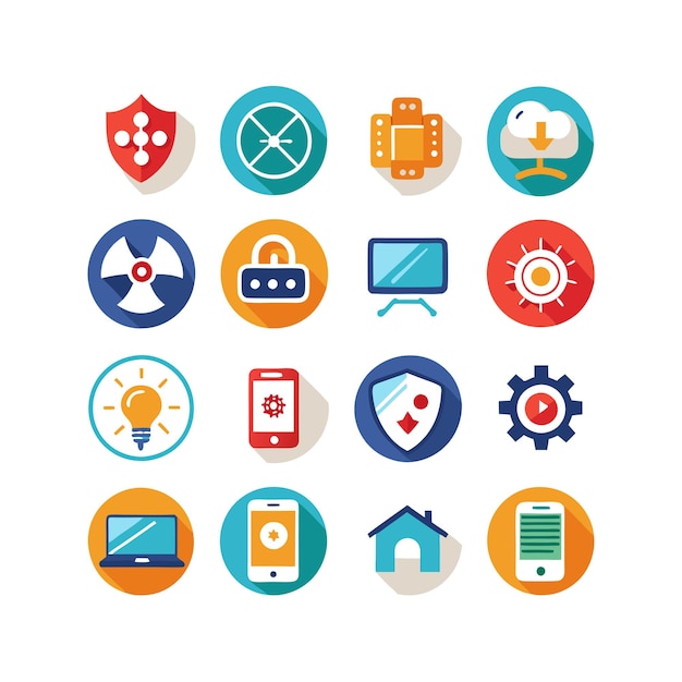 Ilustración vectorial de conjunto de iconos para documentos, sitios web y aplicaciones móviles